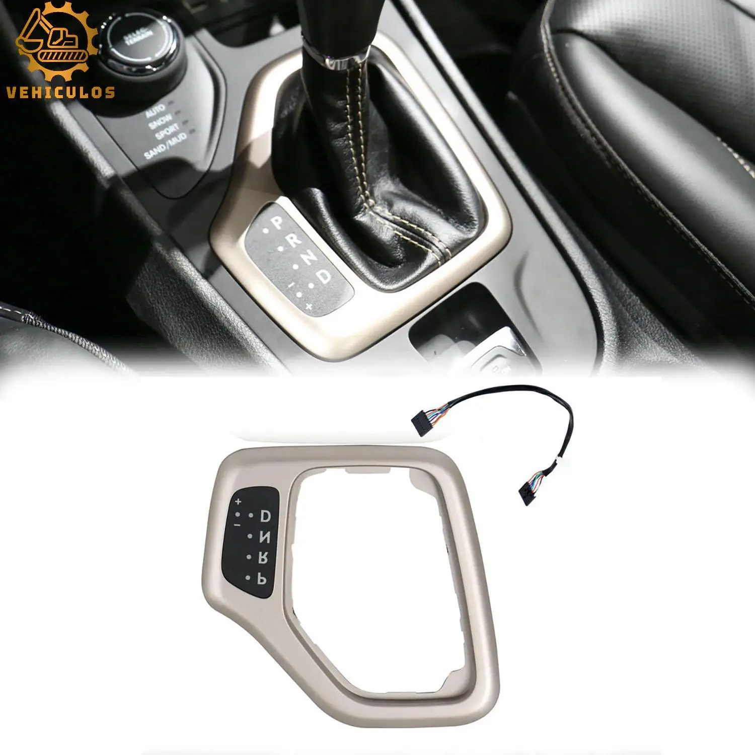 1PCS Center Gear Shift Bezel Cover Replacement 5YD27LS5AA Front For 2014-2017 Jeep Cherokee Brown Car Interior Accessories