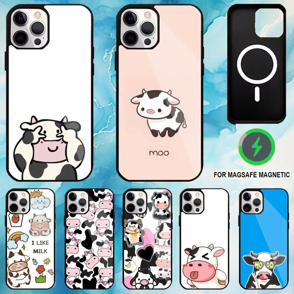 

Cut Cow Phone Case For iPhone17,16,15,14,13,12,11 Plus,Pro Max Magnetic For Magsafe Wireless Charging