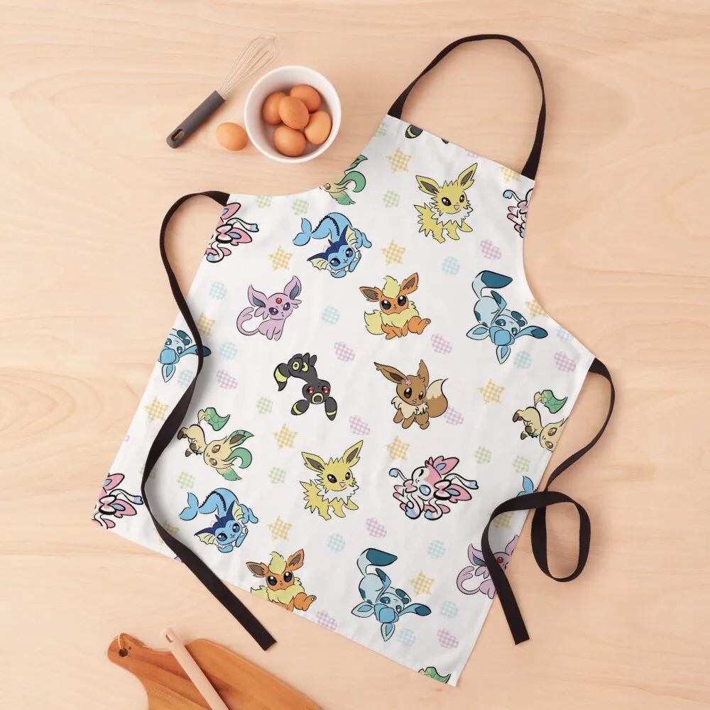 

Chibi eevolutions pattern. Catch them all Apron For Women Kitchen Front Kitchen Novel Kitchen Accessories Apron