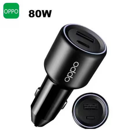 OPPO 80W Car Charger USB-A+USB-C Fast Charging Car Phone Adapter for iPhone 14 13 Oneplus realme vivo Samsung S22 Quick Charge