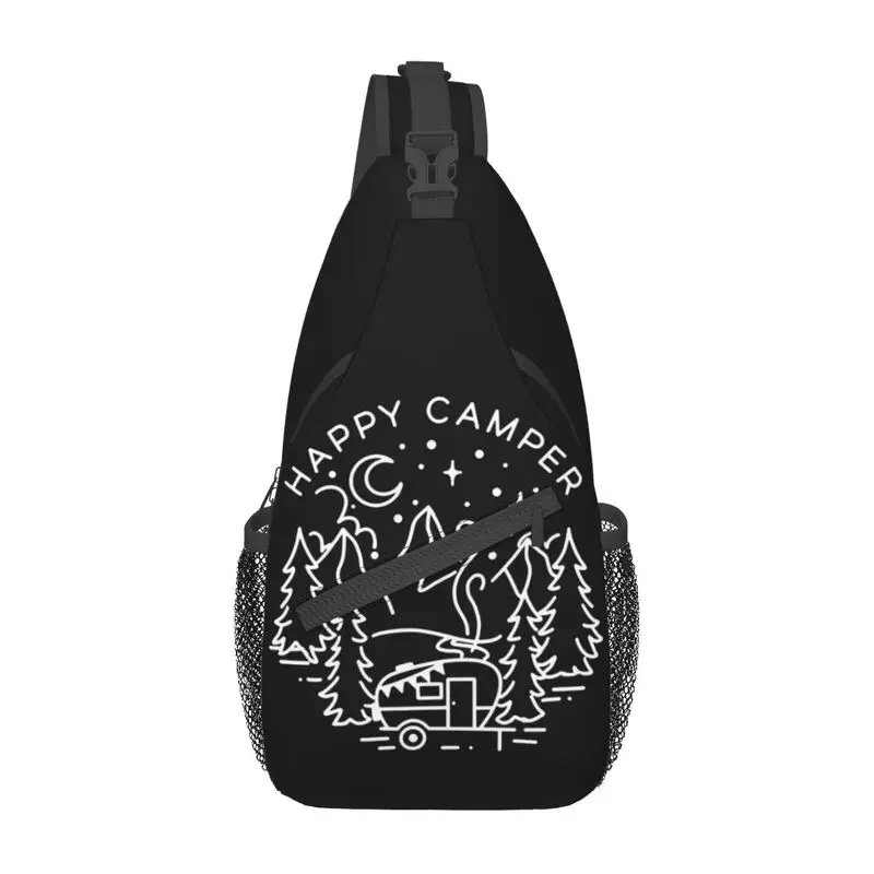 Cool Kamperen Leven Happy Camper Sling Tassen Voor Reizen Wandelen Heren Borst Crossbody Rugzak Schouder Dagpack