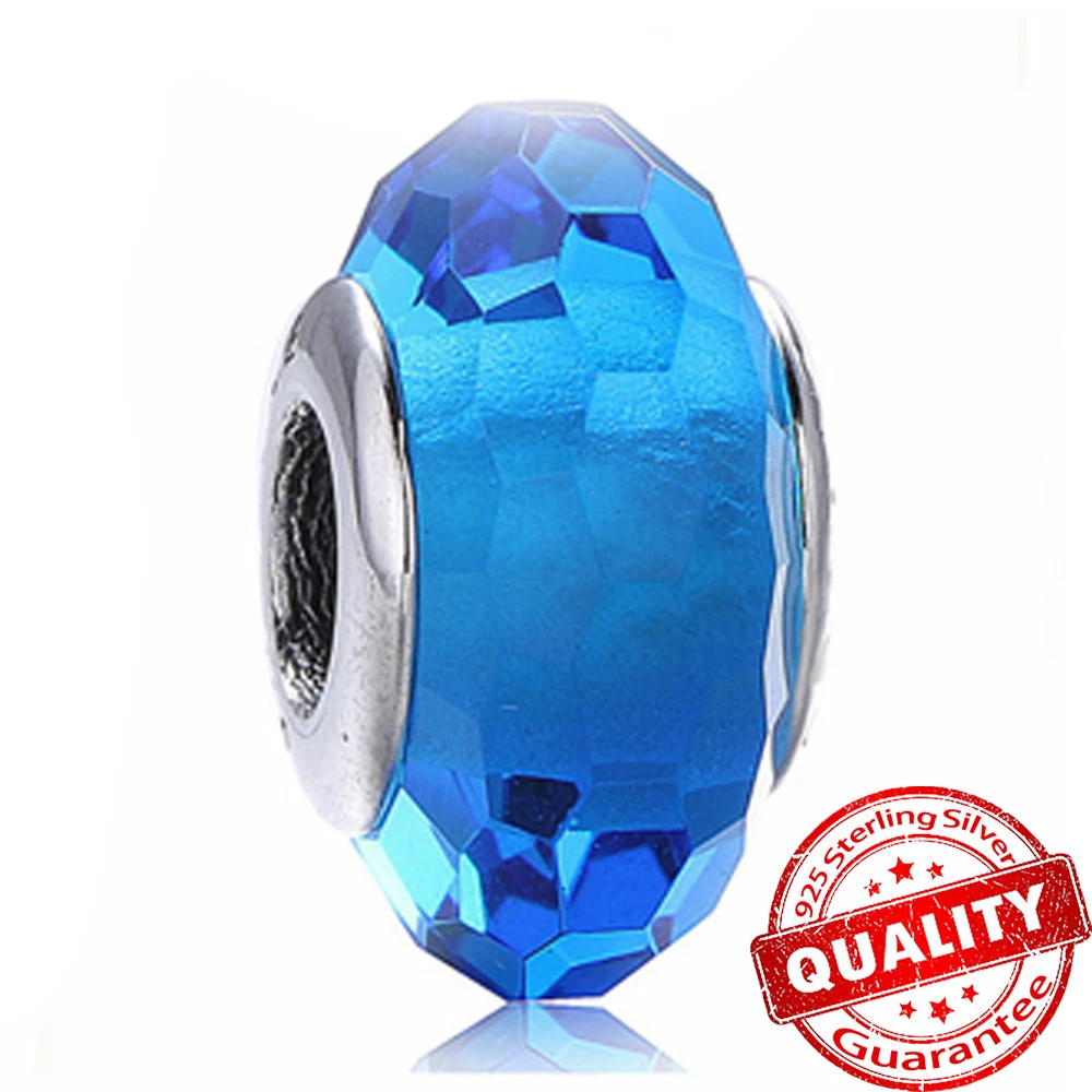 Murano-Glas-Serie, 925er-Sterlingsilber, gebogene Federn und glückliches vierblättriges Kleeblatt, passend für Armbänder, exquisite Geschenke