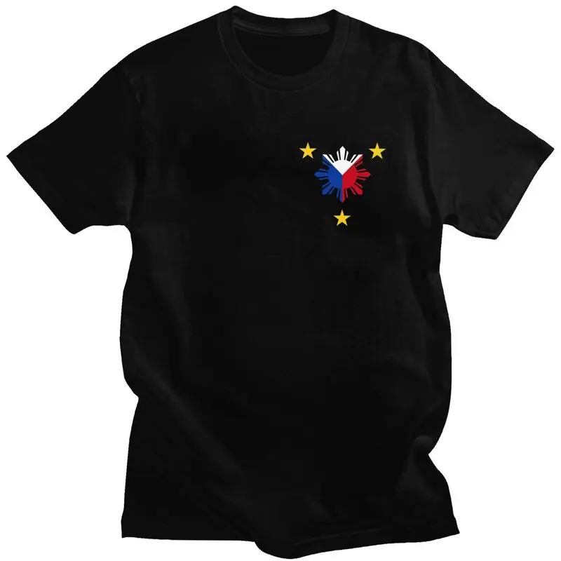 Camisetas personalizadas con 3 estrellas y un sol y bandera de Filipinas, camisetas de algodón puro para hombre, camiseta informal de manga corta, ropa