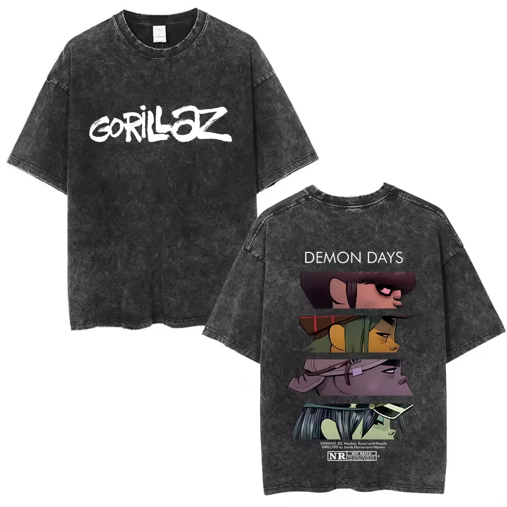 

Винтажная футболка с графическим принтом глаз из альбома Demon Days группы Gorillaz, унисекс, в стиле хип-хоп, оверсайз, с коротким рукавом