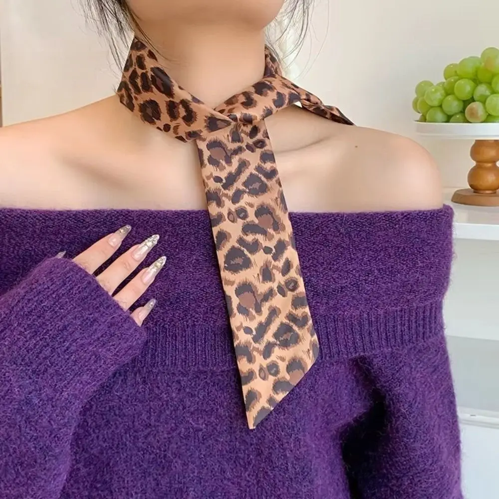 New Leopard Print Slender Scarf Long Thin Small Silk Scarf Decoration Headscarf Neckwear/Wrist/Waistband