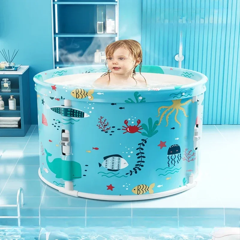 Baby Swimming Bucket Household Foldable Bath Tub for Newborns Baby Shower Tub Swimming Pool for Kids Easy to Store and Use