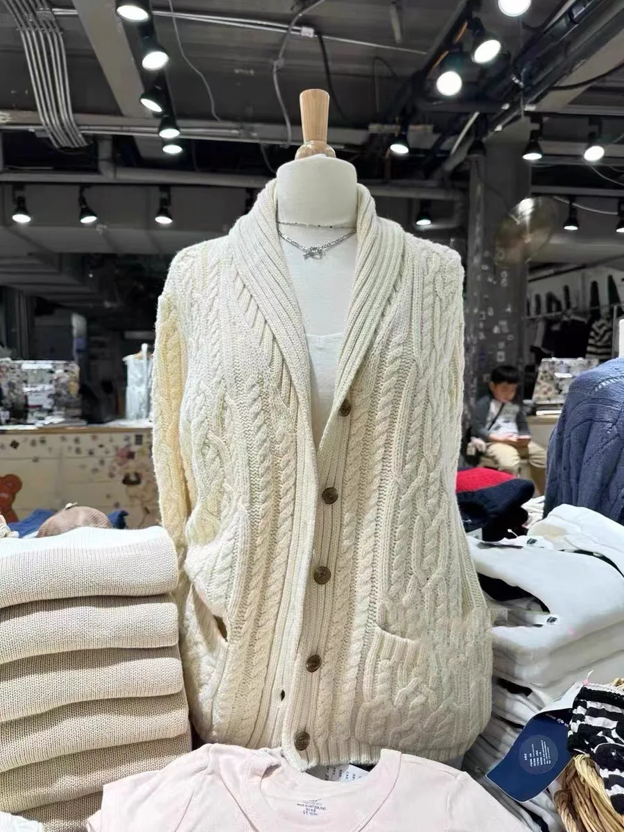 Winter New Twisted Pocket Cardigan Sweater Women Single Breasted Long Sleeve Jumper Casual Vintage Preppy Style Knit Outerwear