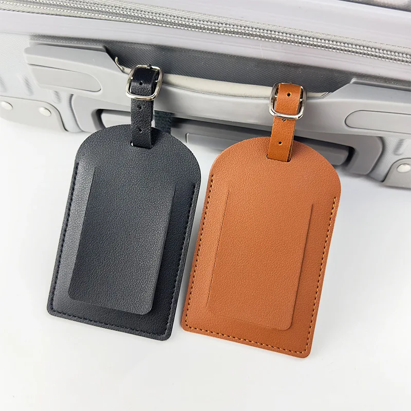 Custom Company Logo Travel Luggage Tag Wholesale PU Leather Personalized Name Bag Pendant Business Trip Holiday Suitacse Label