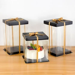 7inch Transparent Cake Box Birthday Large Cakes Packaging Boxes DIY Baking Dessert Flower Gifts Packing For Wedding Christmas