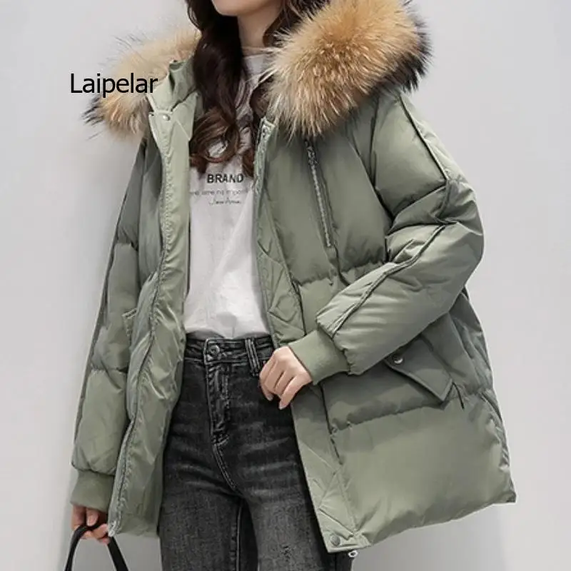 Women\'s Hooded Parka Pure Color Casual Thicken Jacket Korean Fashion Long Sleeve Women\'s Jacket 2022 Winter New Down Jacket