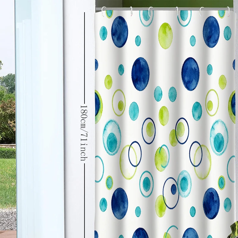 1pc Geometric Figure Shower Curtain with Metal Grommets, Polyester Bath Curtain Widow Curtain Bathroom Decor & Accessories