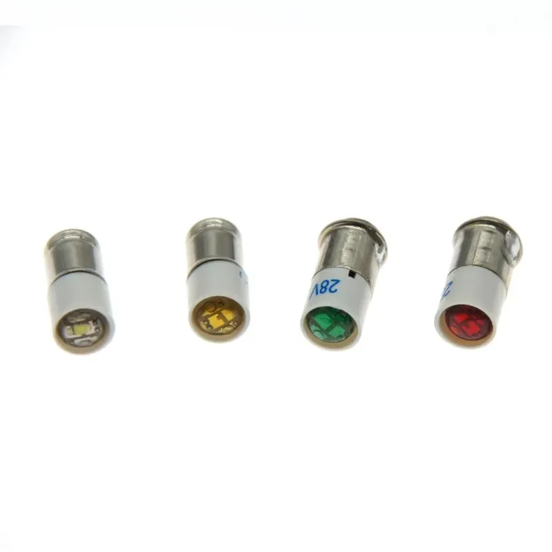 HoneyFly 5pcs LED Indicator Bulb MF6/MG6 28V 0.5W Yellow/White/Red/Green Mini Pilot Lamp for Marine Instruments Equipment