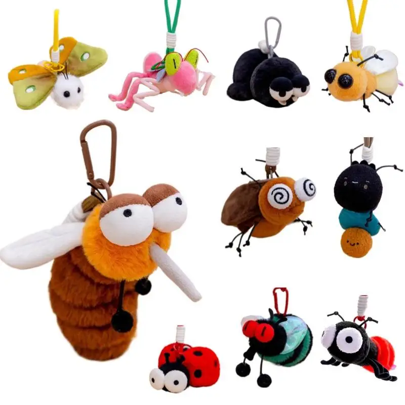 

Ugly-Cute Insect Plush Keychain Kawaii Mosquito Firefly Beetle Plushies Soft Stuffed Doll Bag Pendant Funny Birthday Gift