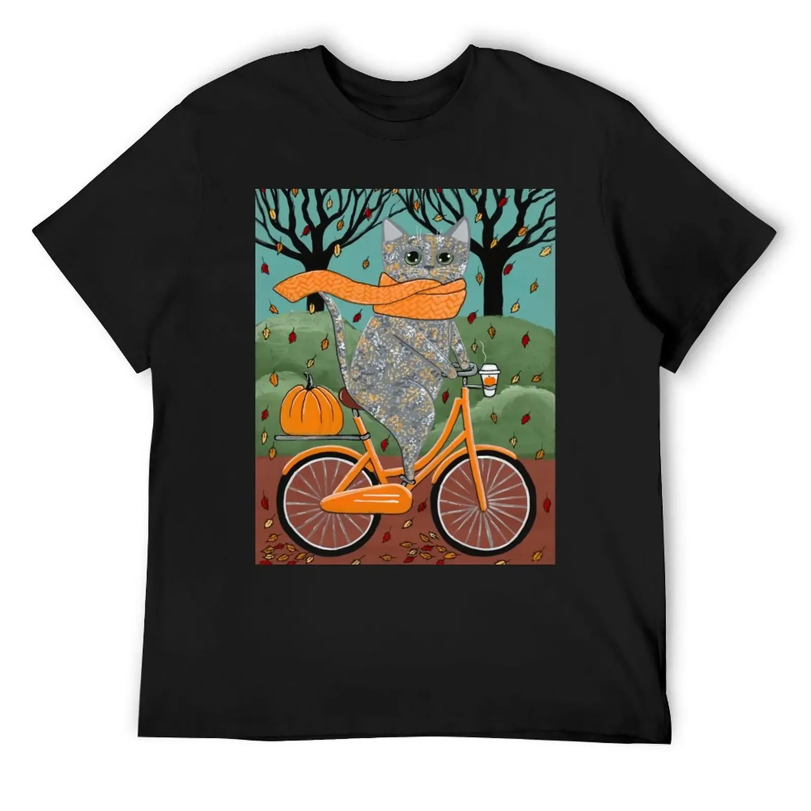 Autumn Grey Tortie Bicycle Ride Cat T-Shirt