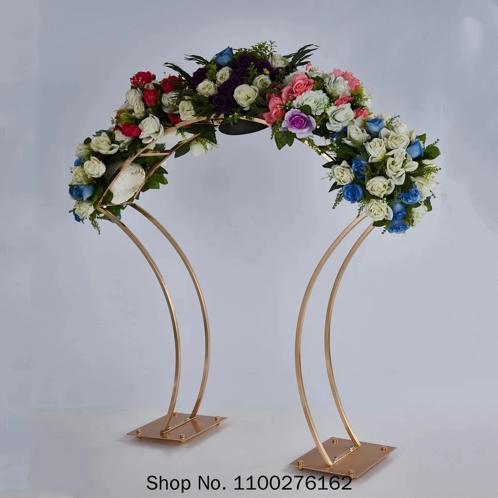 

10PCS Flower Rack Gold Arch Stand Road Lead Wedding Centerpiece Flower Rack For Event Party Decoration