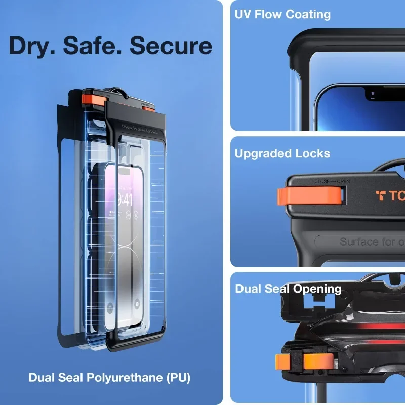 Toros-casing ponsel tahan air universal dengan tali, untuk iPhone, Samsung, Xiaomi, IPX8, hingga 6.9 inci