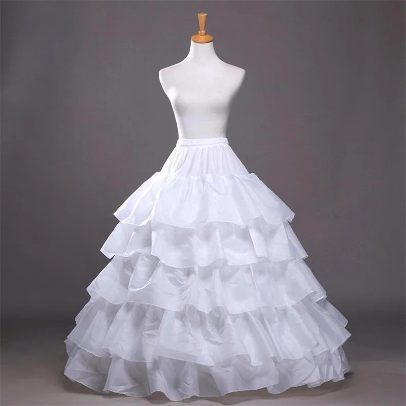 4ห่วง Ball Gown Petticoats ราคาถูกสีขาว Petticoat Crinoline กระโปรง Big Ruffle อุปกรณ์จัดงานแต่งงาน Tulle Underskirts