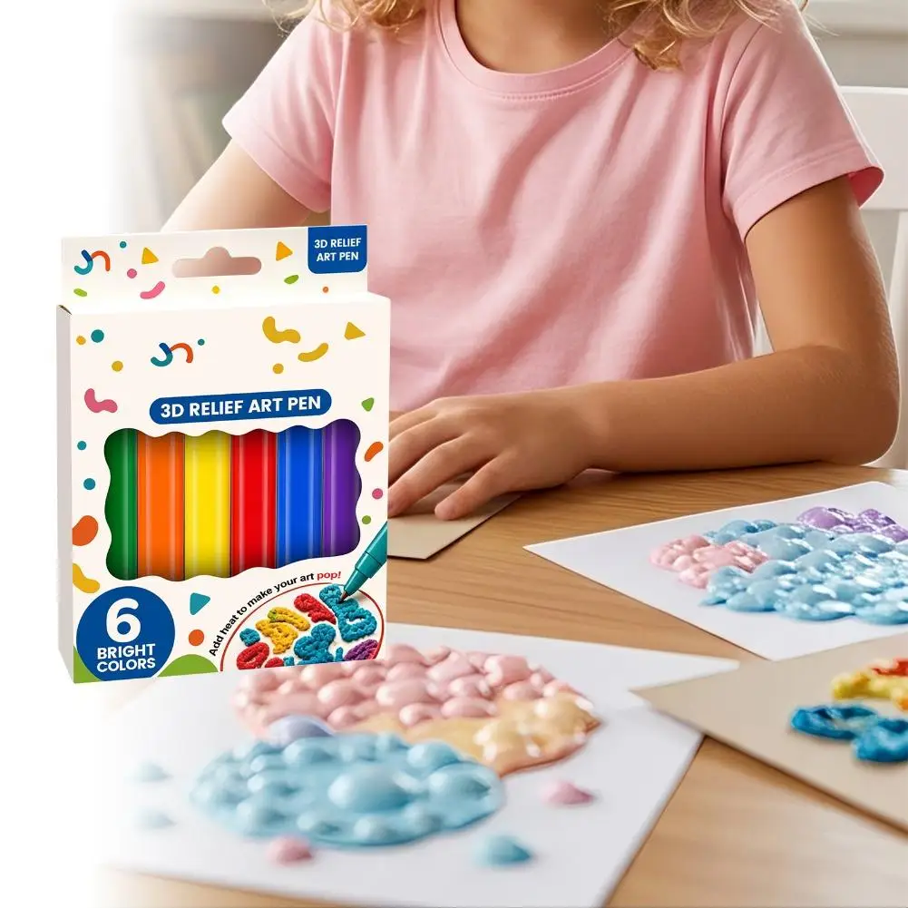3D Relief Art Pen DIY Magic Puffy Effect Paint Popcorn Bubble Pen, DIY Bubble Drawing Pens For Kids Handcraft Graffiti Tool view 3