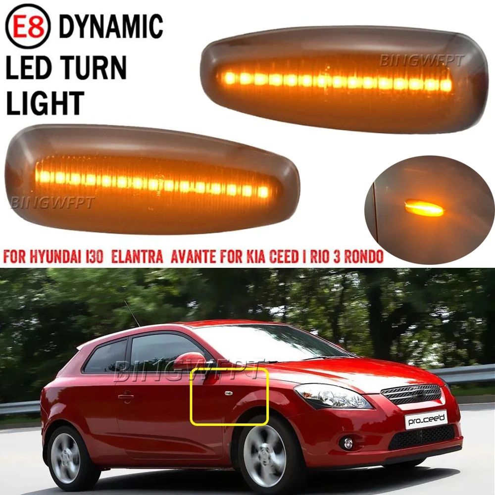 LED Dynamic Turn Signal Light For Kia Ceed ED Pro Rio 3 Carens Rondo 7 Side Marker Blinker Lamp Hyundai i30 Grandeur mk4 Avante