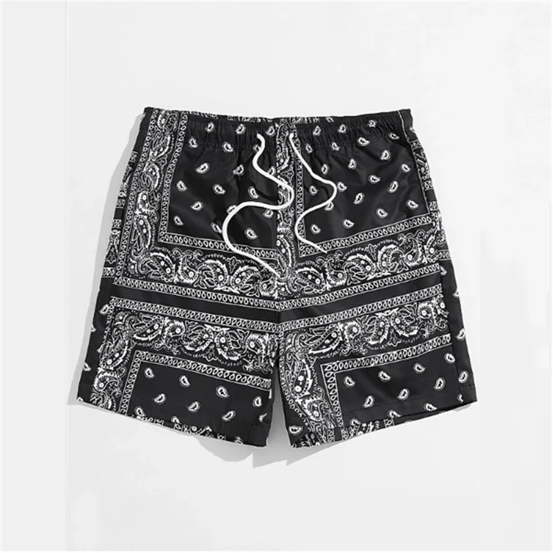 Shorts de praia com estampa bandana da moda para homens, moda de verão, calções de banho com estampa 3D, soltos, casuais, estilo streetwear, havaianos.