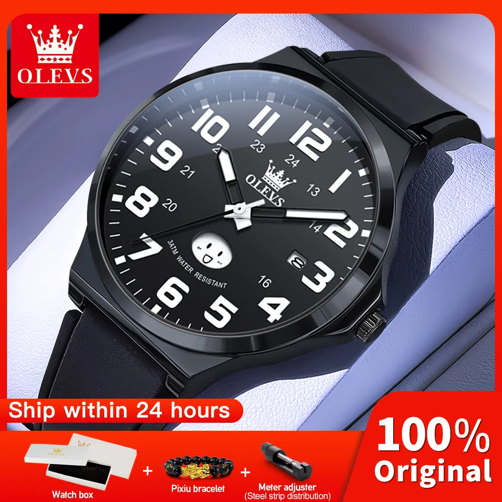 

OLEVS 5629 Студенческие часы, оригинальные простые бесшумные кварцевые часы, водонепроницаемые светящиеся часы с датой и днем, необходимые для экзамена Reloj