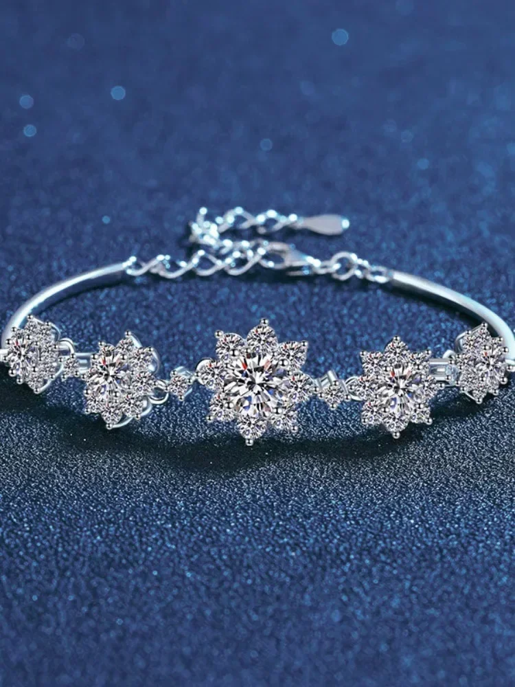 أزياء مويسانيتي سحر سوار جودة عالية S925 الفضة عباد الشمس أساور قابل للتعديل الإسورة للنساء غرامة مجوهرات مع #3