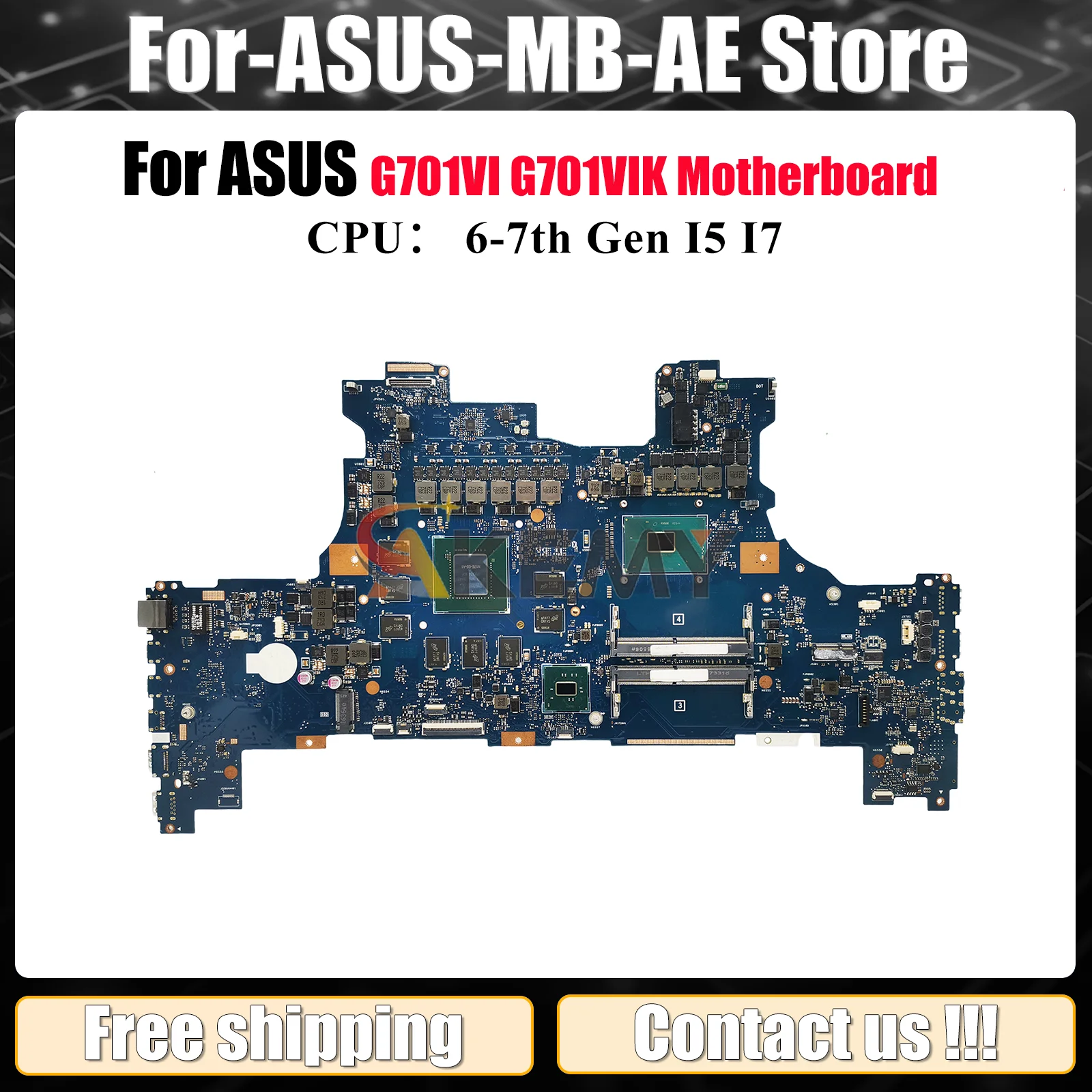 

G701VI Laptop Motherboard For ASUS ROG G701VIK G701VI G701V Notebook Mainboard With I5 I7 CPU 100% tests OK fast shipping stk