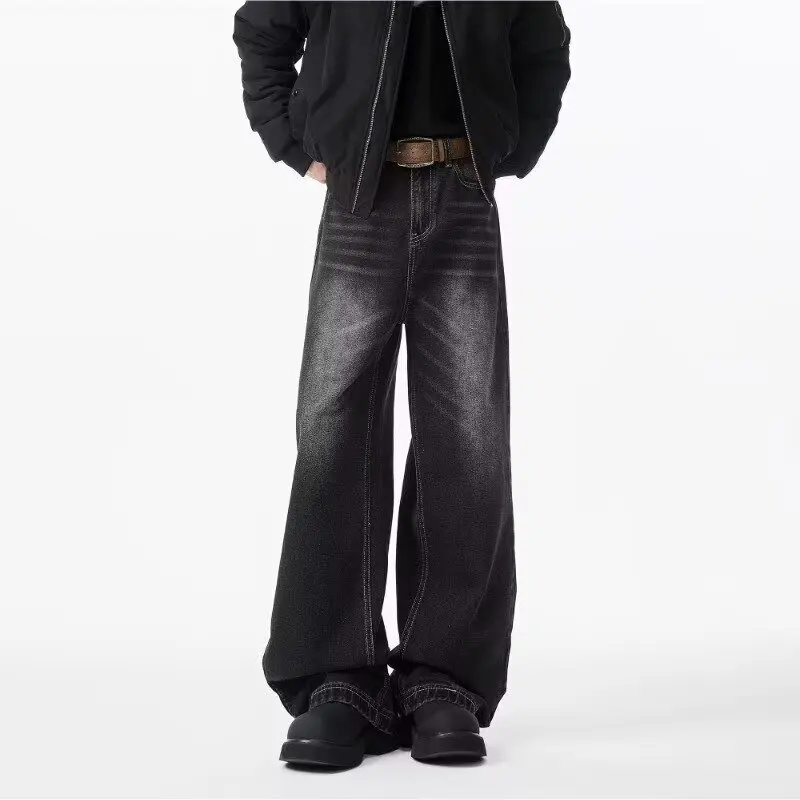 

Hong Kong Sle Men's Jeans 2026 New American High Street Waed Cool Large Size Loose Straight Leg Wide Leg Long Pants