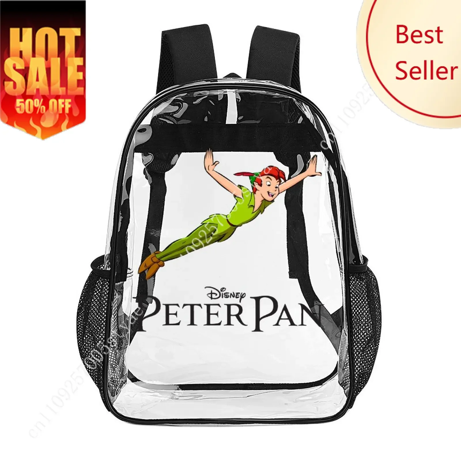 

Peter Pan Transparent Backpack Disney Cartoon Decorative PVC Bag Design Your Photos Logos Text Customized Party Holiday Gifts