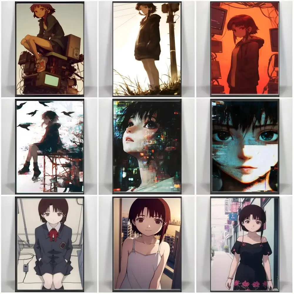 CartoonS-Serial Experiments Lains Poster Self-adhesive Art Waterproof Paper Sticker Coffee House Bar Room Wall Decor