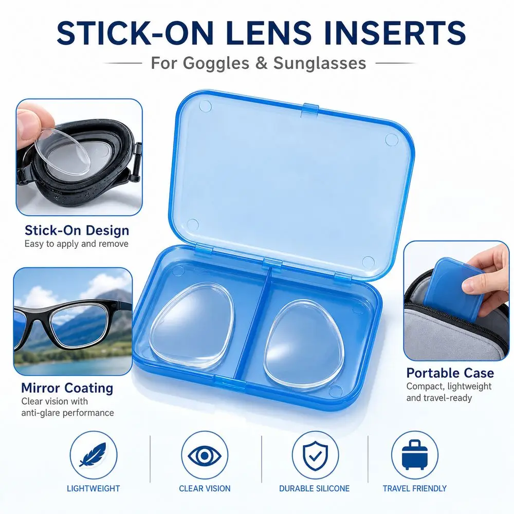 1Pair Silicone Stick-On Myopic Lenses Portable -1.0/2.0/3.0 Nearsighted Lens Patches Adhesive Myopia Lens Inserts