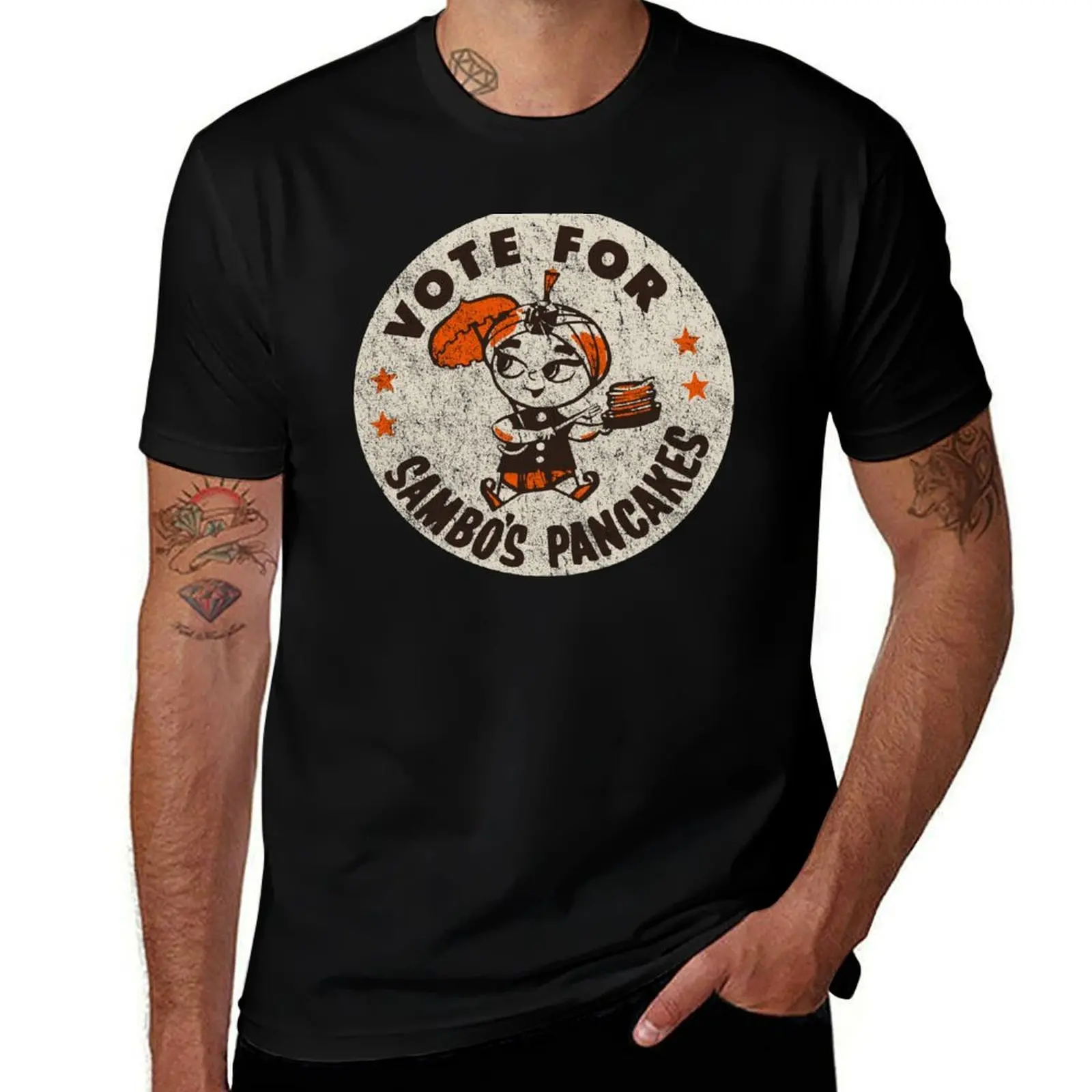 

Vote For Sambo's Pancakes T-Shirt fashion shirts man clothes Funny t-shirt cotton man t-shirts mens graphic t-shirts hip hop