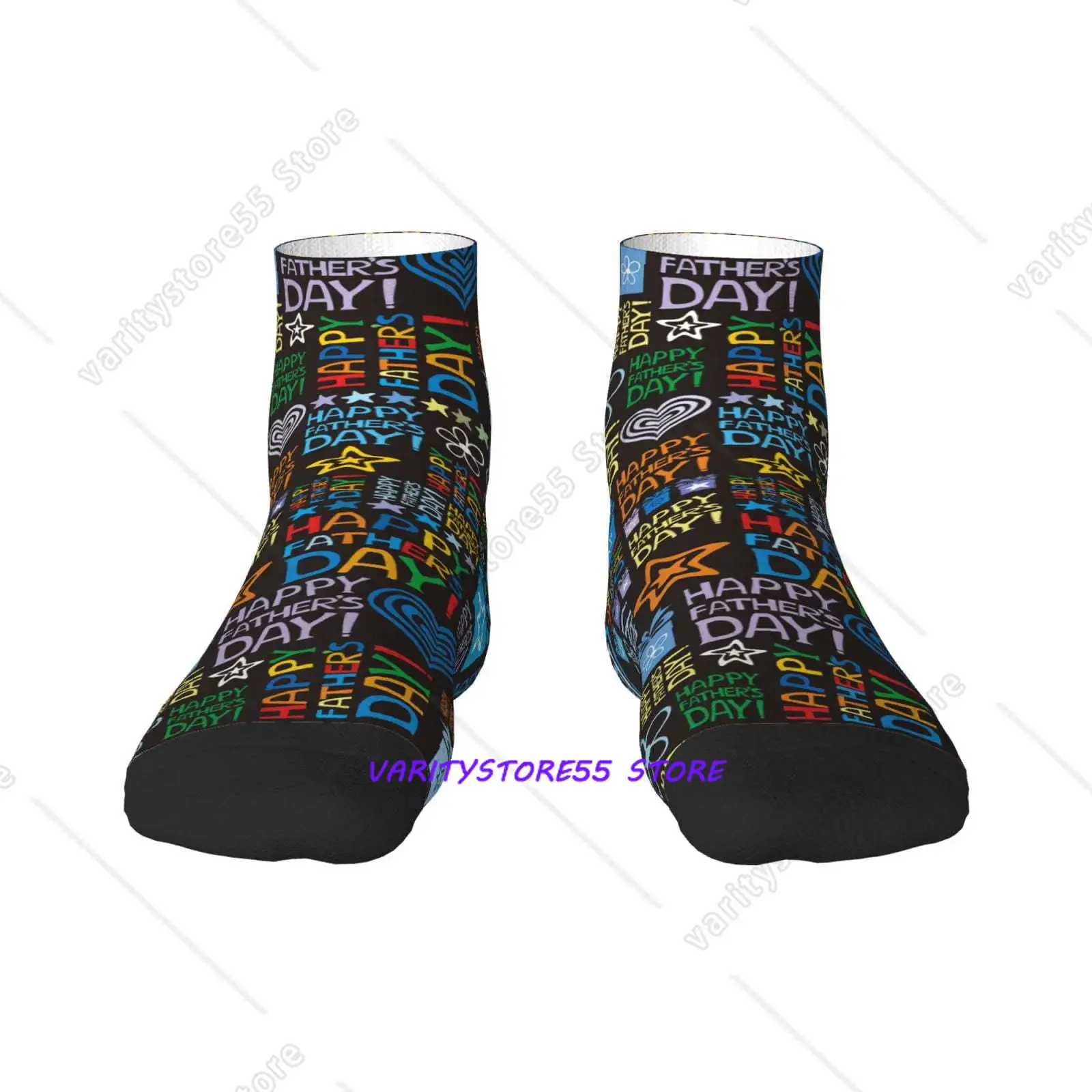 

Happy Father Day Pattern Crew SocksToe Seamed Ankle SocksCotton Cushioned Breathable Athletic Crew Sports Socks