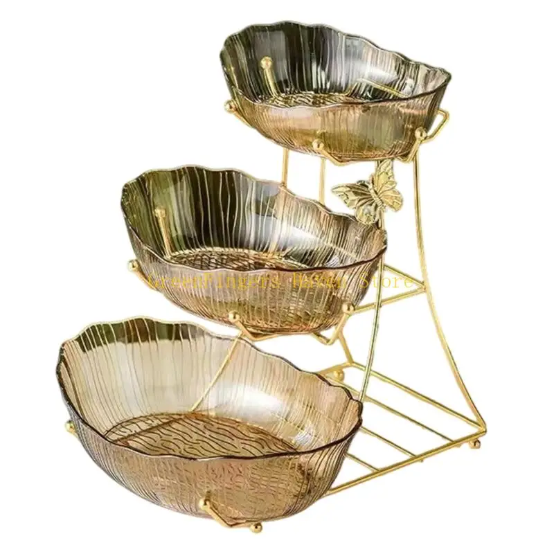 F68D 3 Tiers Plastic Metal Dessert Dish Serving Platters For Family Gatherings
