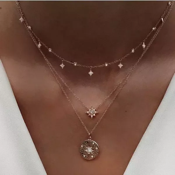 925 sterling silver Jewelry Love moon star Necklaces & Pendants Chain Choker Necklace Collar Women Statement Jewelry Bijoux