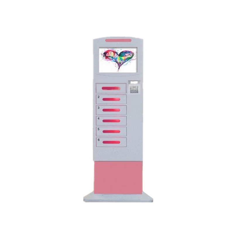 Touch Screen Coin Operated Cell Phone Charging Kiosk With Digital Lockers Self-pay Mobile Charging Machine