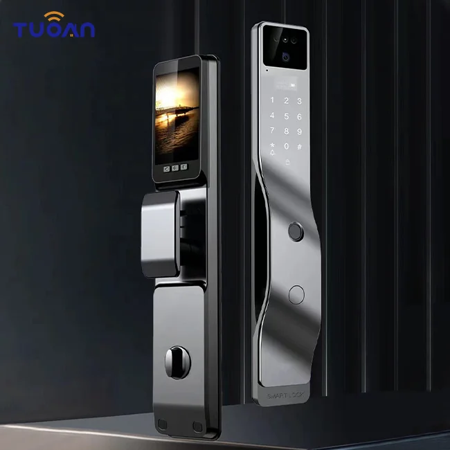 

TUOAN F-7D Outdoor Tuya Digital Lock Cerradura inteligente Waterproof Face Recognition Door Lock Peephole Door Lock with Camera