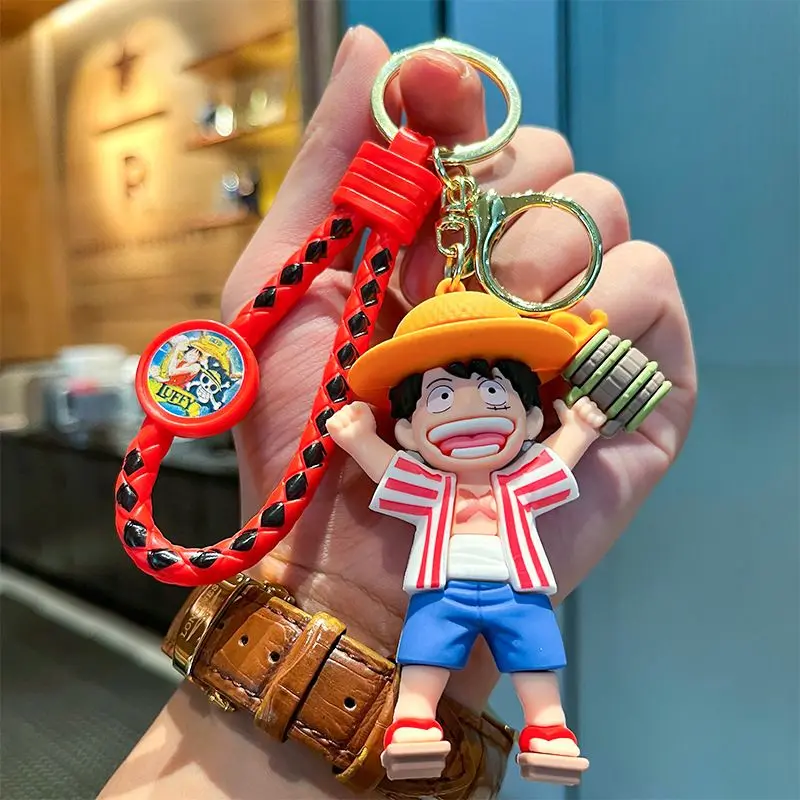 Anime One Piece Luffy Doll Keychain Nami Ace Silicone Cute Car Home Key Pendant Kawaii Children's Backpack Buckle