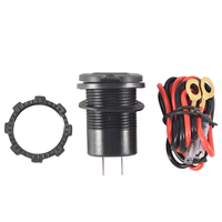 PD Type C 48W Dual USB Car Charger Socket, QC 3.0 Car Fast Charger with Voltmeter and Switch for Boat Truck RV,Red
