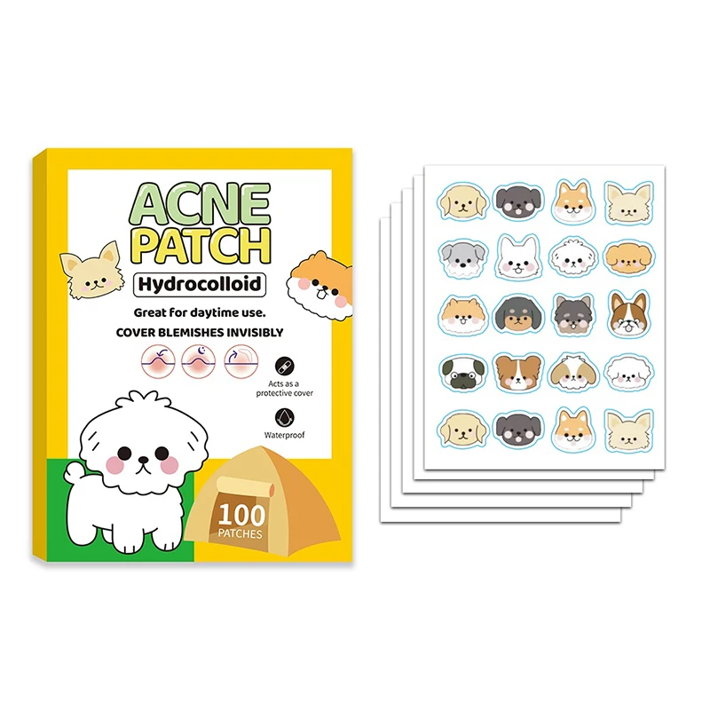 100Pcs Acne Patch Hypoallergenic, Waterproof, Alcohol Free Skin Sticker With Cute Dog -shaped Design