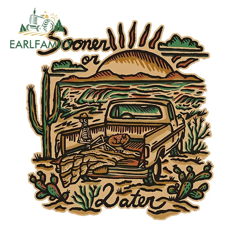

EARLFAMILY 13cm X 12.2cm For Skeleton Sooner Or Later Adventure Car Stickers Cartoon Fashionable Decals Car Accessories Simple