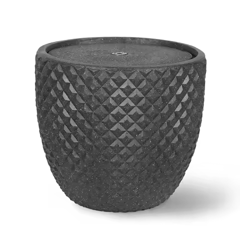 Freestanding Fountain with LED Light Outdoor Fountain Round Stone Waterfall Fountains for Garden Patio Deck Porch