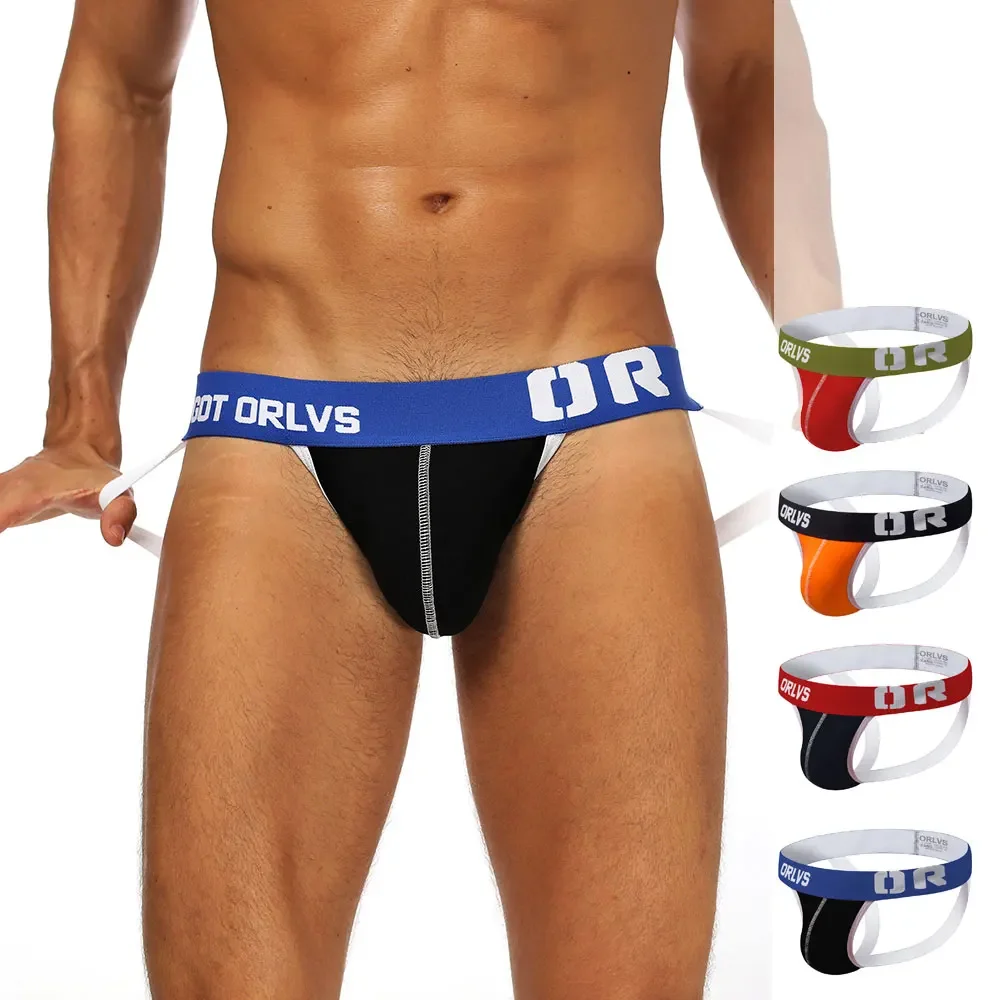 

4 Color Sexy Men Bikini Underwear Mens Cotton Lingerie G String Jockstrap Underpants Gay Briefs Man