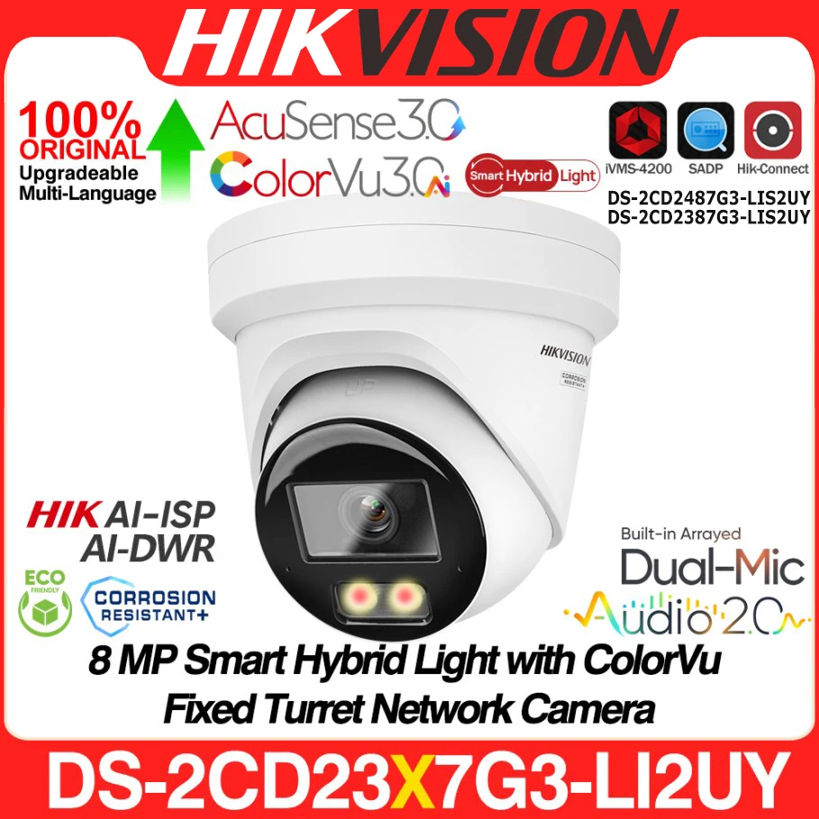 

Hikvision DS-2CD2347G3-LIS2UY DS-2CD2387G3-LIS2UY 4MP 8MP Smart Hybrid Light F1.0 ColorVu3.0 Acusense3.0 POE Network IP Camera