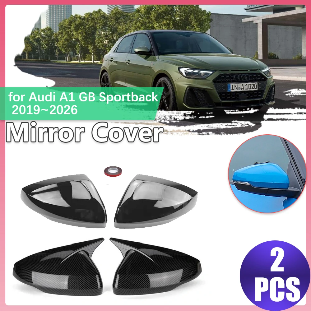 

Накладка на зеркало заднего вида для Audi A1 GB Sportback 2019~2026 2020, ABS, под карбон, черная, аксессуары для крепления на корпус зеркала