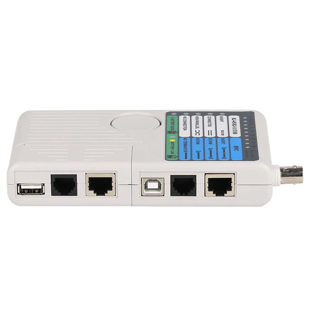 أداة اختبار كابل الشبكة لعملية الاختبار السريع RJ45 RJ11 USB وBNC مع مؤشرات خطأ LED وجرس