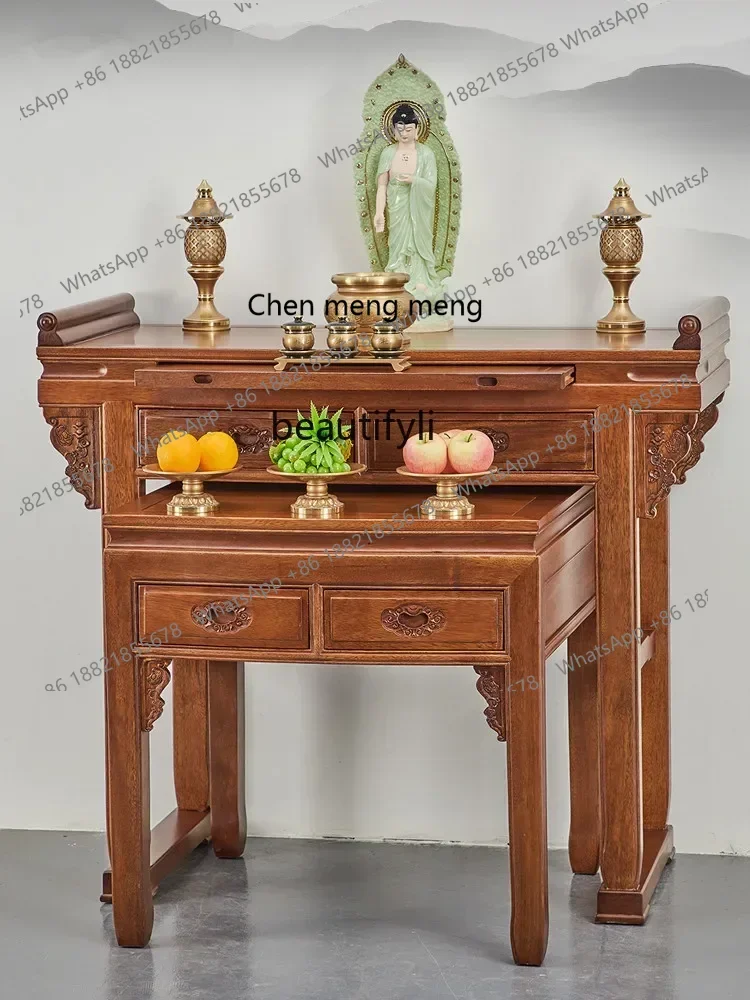 

B178 Solid Wood Altar Home Living Room Altar Chinese Style Altar God of Wealth Tribute Table