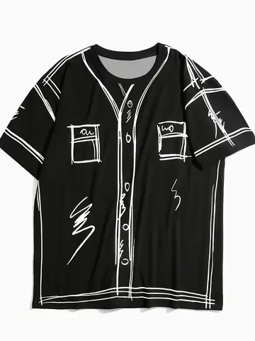 2026 3D Printed Baseball Jersey with A Trendy Design for Men, Y2K Oversized Casual T-shirt Suitable for Daily and Training Wear