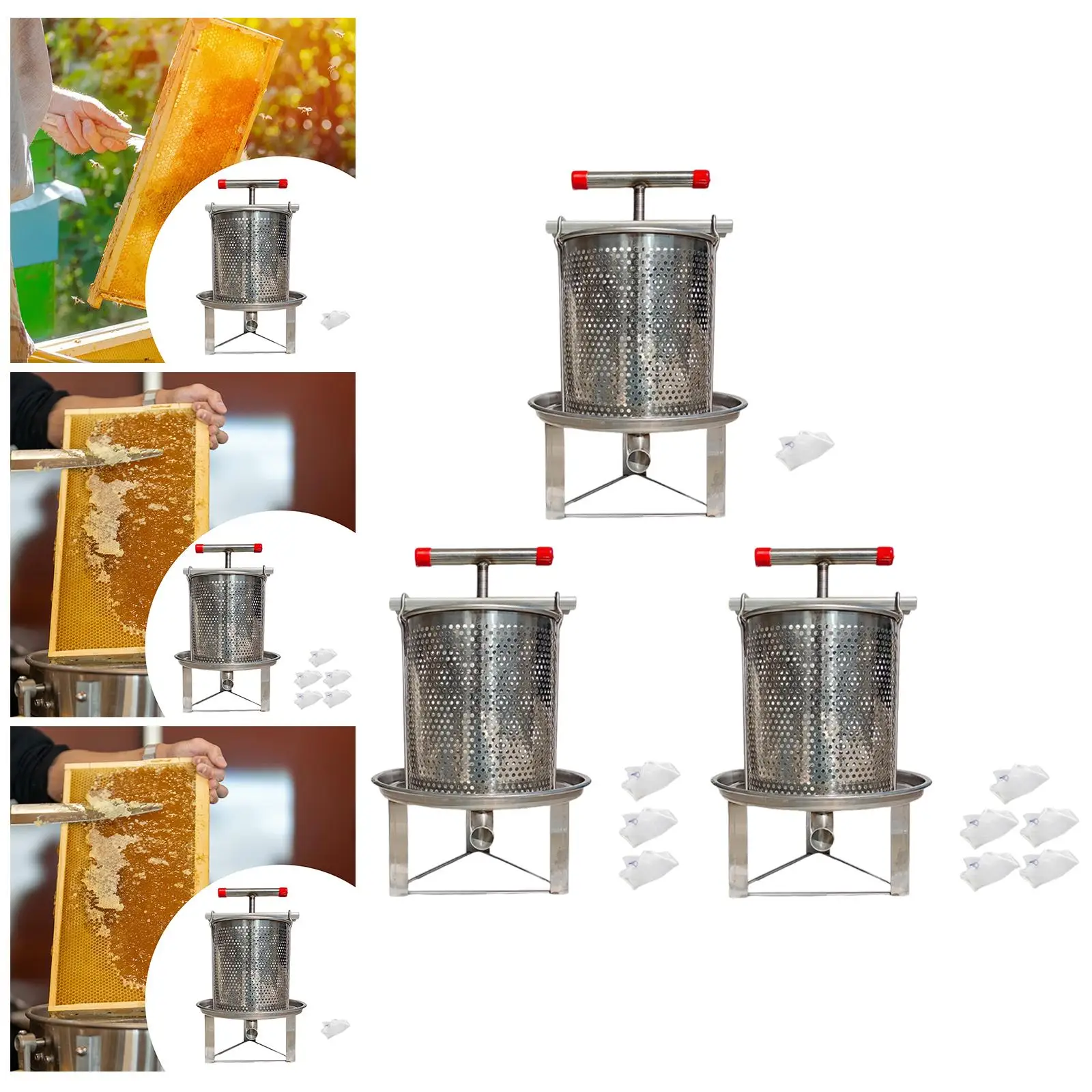 

Honey Extractor Multifunctional with Filtration Bag Practical Fruit Press for Vinasse Vegetables Oil Pomace Grape Honeycomb