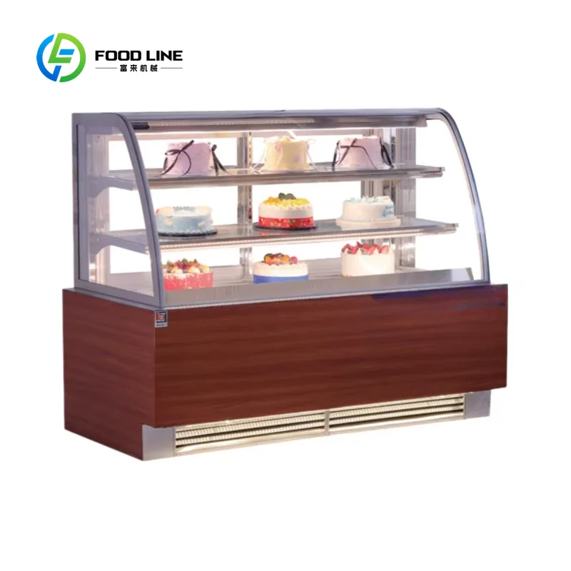 Custom Made Bakery Display Refrigerator Transparent Curved Glass Cabinet Cake Display Cabinet Pastries Showcase Cooler